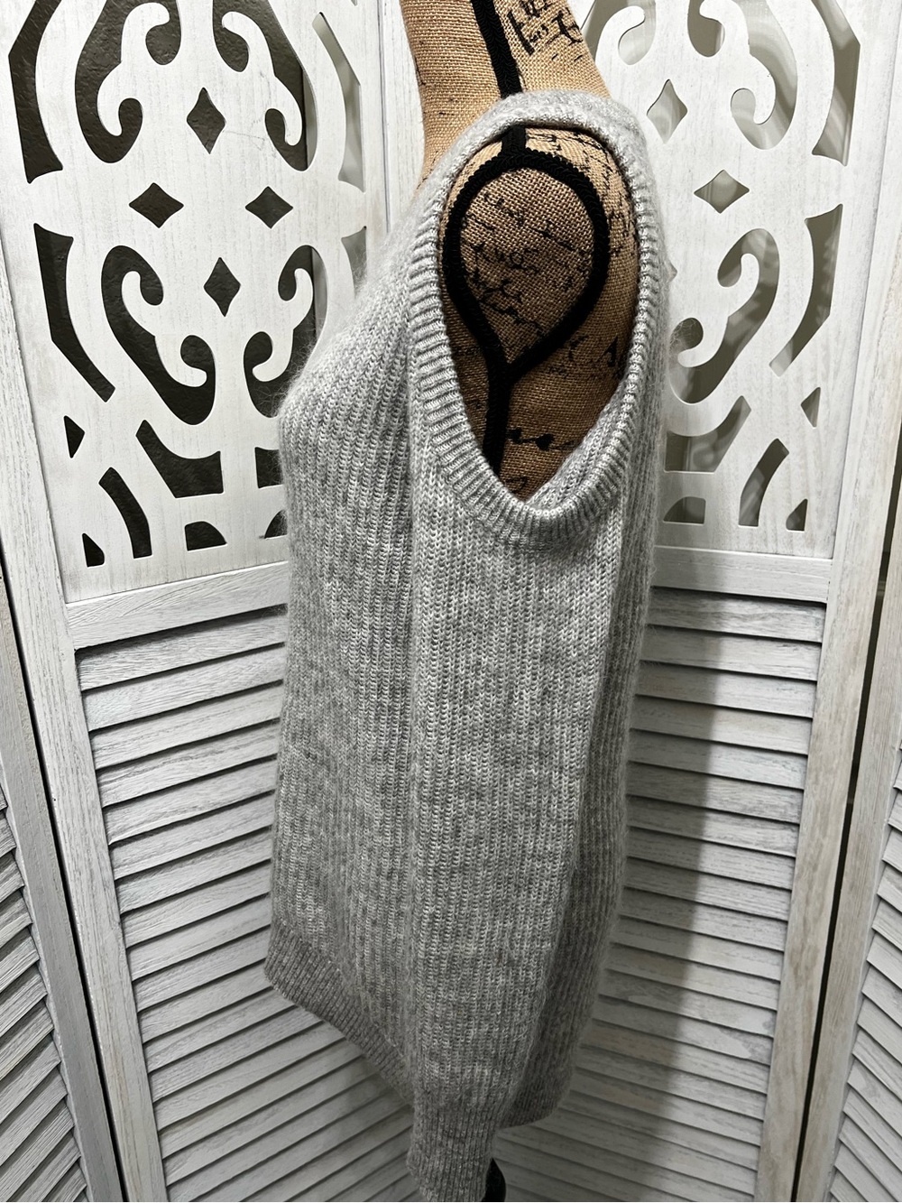 Michael Kors Classic Gray Cold-Shoulder Knit Sweater - Picture 7 of 8